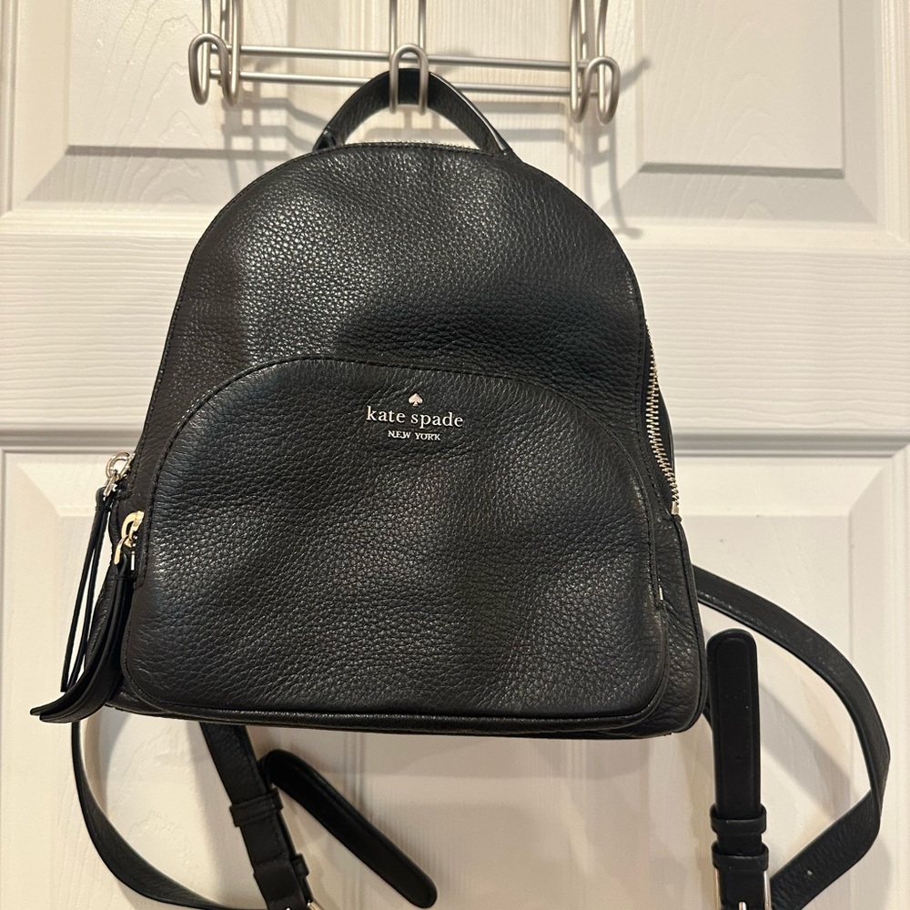 Kate Spade Black Pebbled Leather Backpack